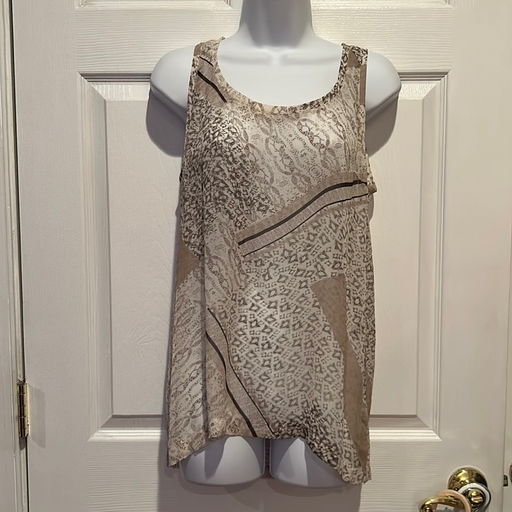 Club Monaco 100% Cream/Beige Print Tank Sz S/P